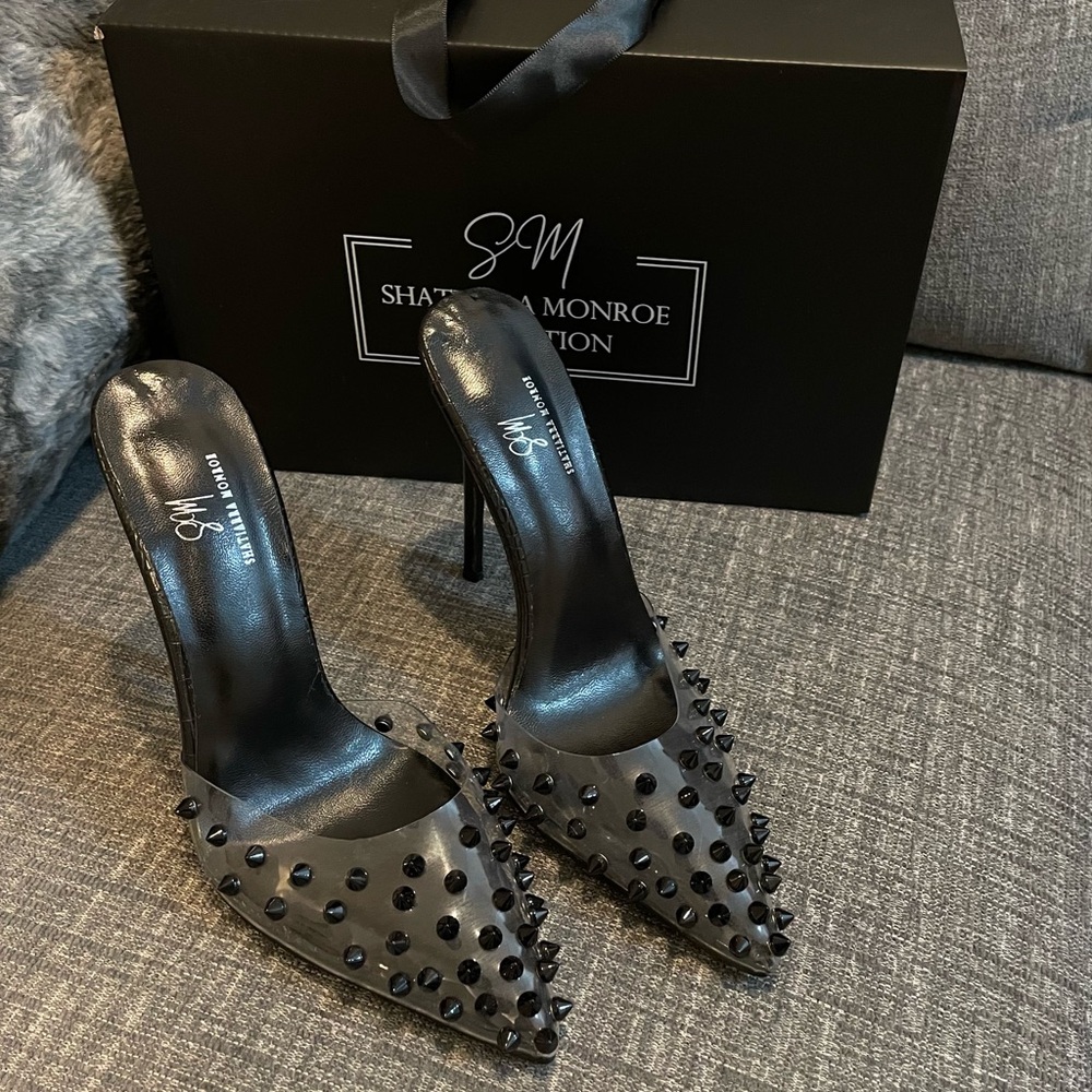 Black Spike Mule Heel